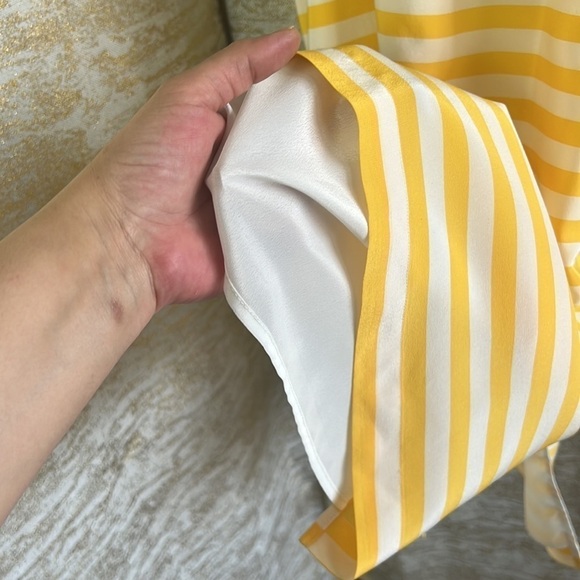 J. Crew Carrie 100% Silk Sleeveless In Yellow & White Midi Dress Size 2 - Picture 9 of 17